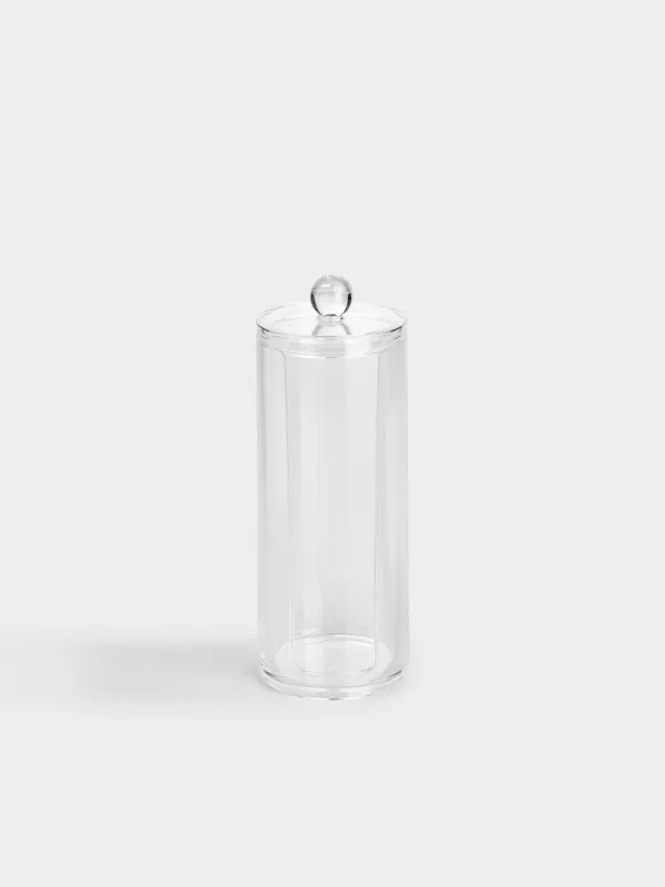Cotton pad container, 20x7 cm, with lid, plastic, Basic, image-0