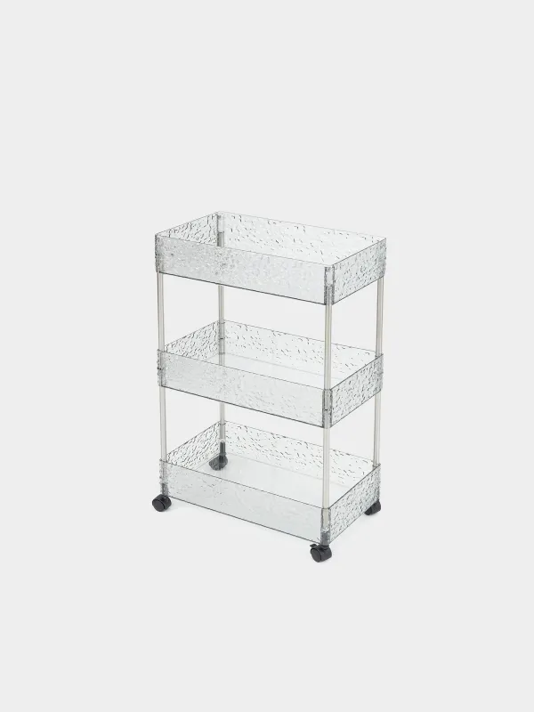 Bookcase, 3-tier, 40x22x63 cm, on wheels, with baskets, plastic, gray, Renaissance clear, image-0