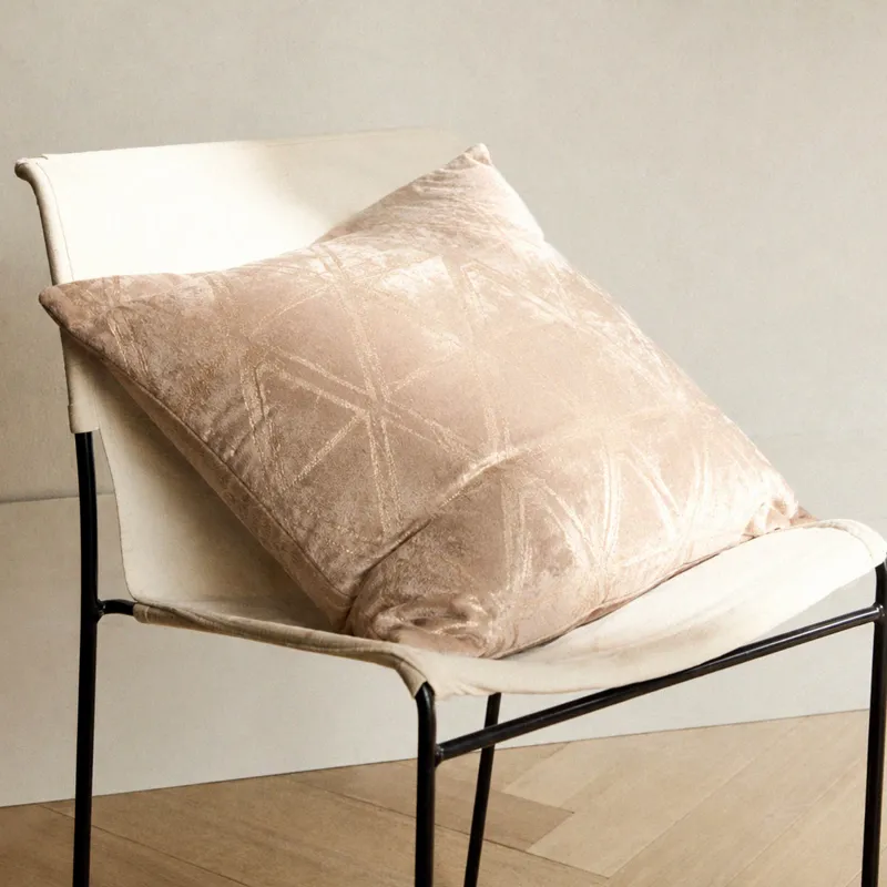 Decorative pillow, 45x45 cm, velvet, grey, Golden patterns, Abstract