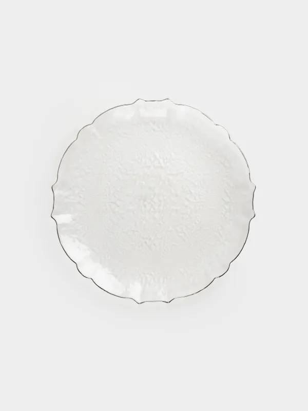Charger plate, 33 cm, glass, with silver edging, Nautilus silver, image-0
