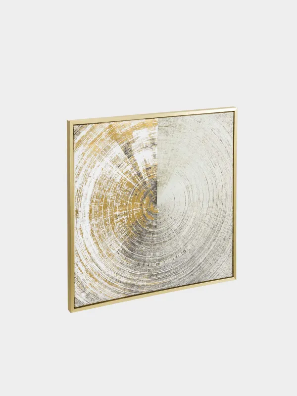 Framed painting, 80x80 cm, canvas / foil, golden beige, Circle, Abstract, image-1