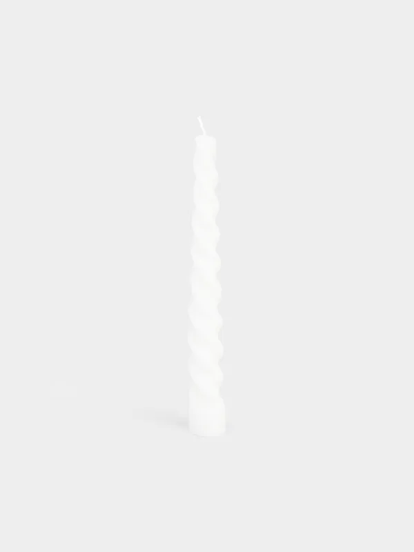 Candle, 20 cm, thin, milky, Spiral, Spiral shape, image-0