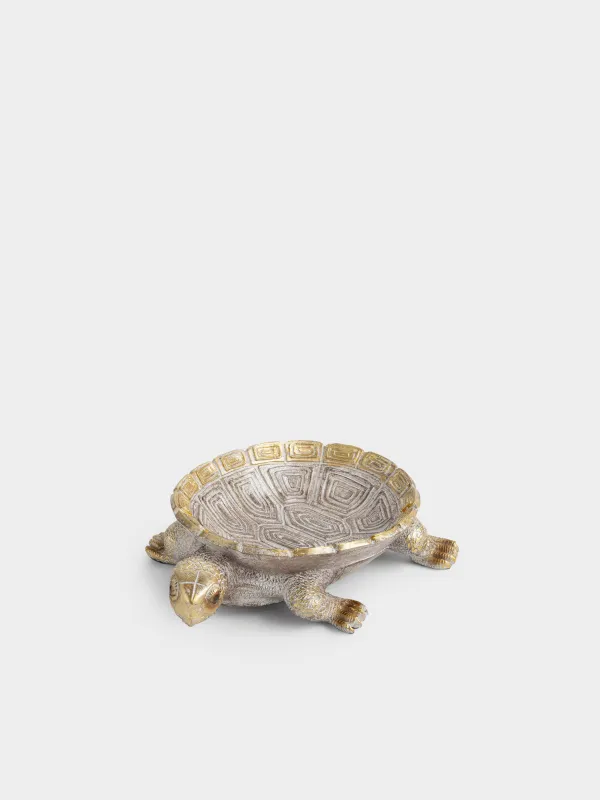 Decorative dish, 23x17x6 cm, polyresin, golden-silver, Turtle, Grand turtle, image-0