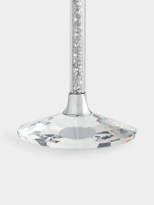 Candlestick, 15 cm, for a thin candle, on a leg, glass / rhinestones, Silver crystals, Diamond, image-1