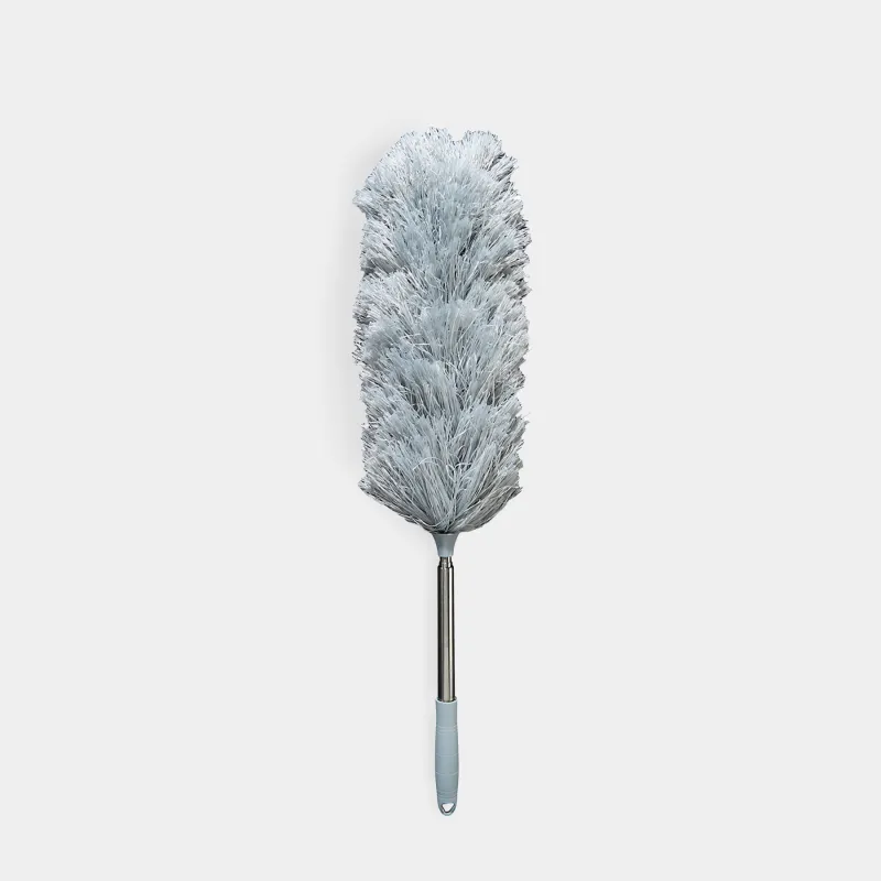 Dust brush, 60/125 cm, telescopic, microfiber/steel, Clear