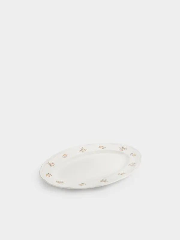 Dish, 30x21 cm, porcelain N, white, oval, Vintage flowers, La flore, image-0