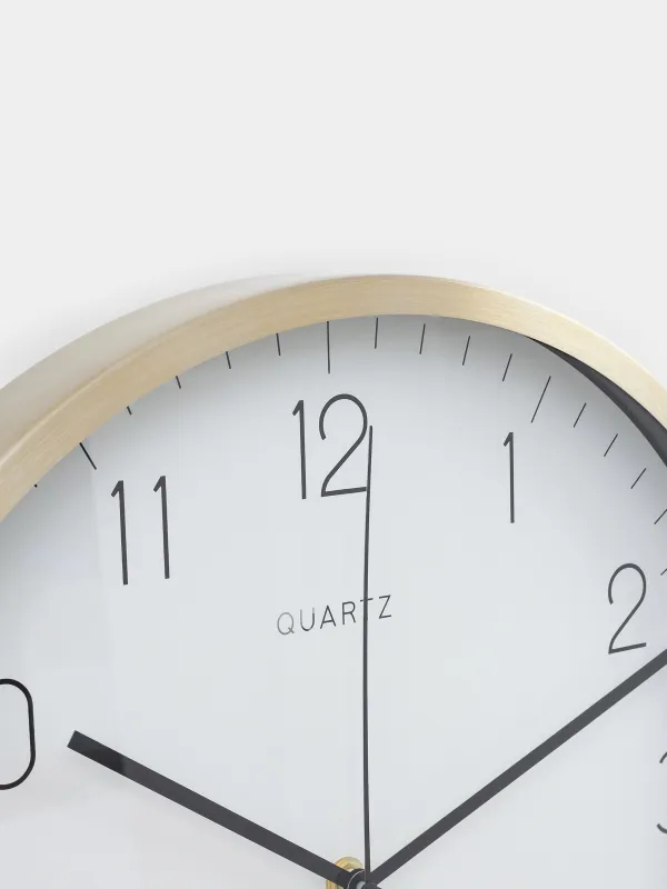 Wall clock, 35 cm, with display, metal / glass, round, golden white, Dial, image-2