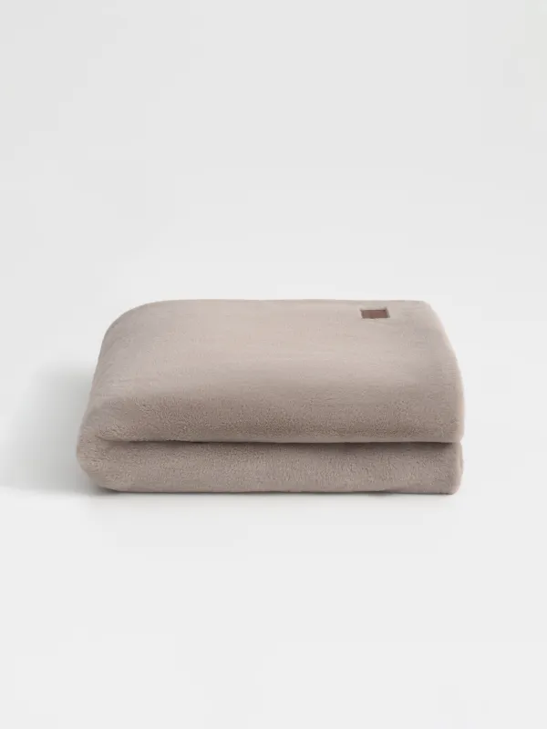 Blanket, 130x170 cm, double-sided, faux fur/flannel, sand, Flannel, image-2
