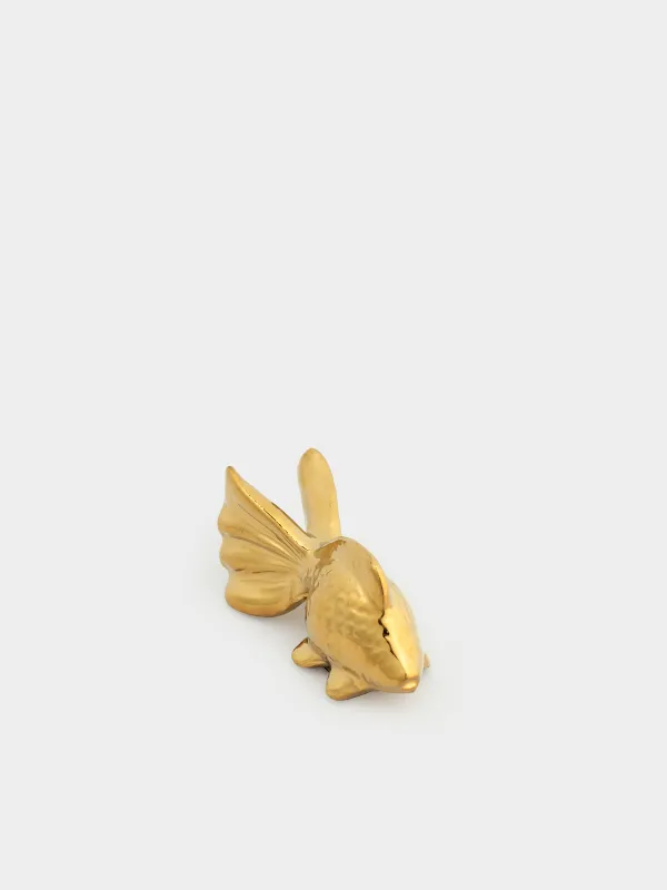 Figurine, 5 cm, porcelain P, golden, Fish, Goldfish, image-1