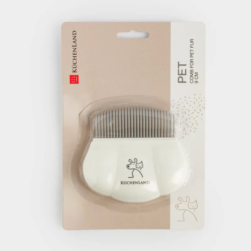 Animal hair comb, 9 cm, plastic, white, Paw, Pet, image-4