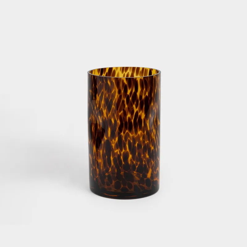Flower vase, 24 cm, glass, brown, Animal pattern, Nors color