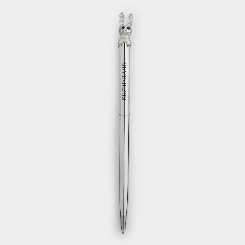 Ballpoint pen, 14 cm, with figure, silver, Hare, Draw figure