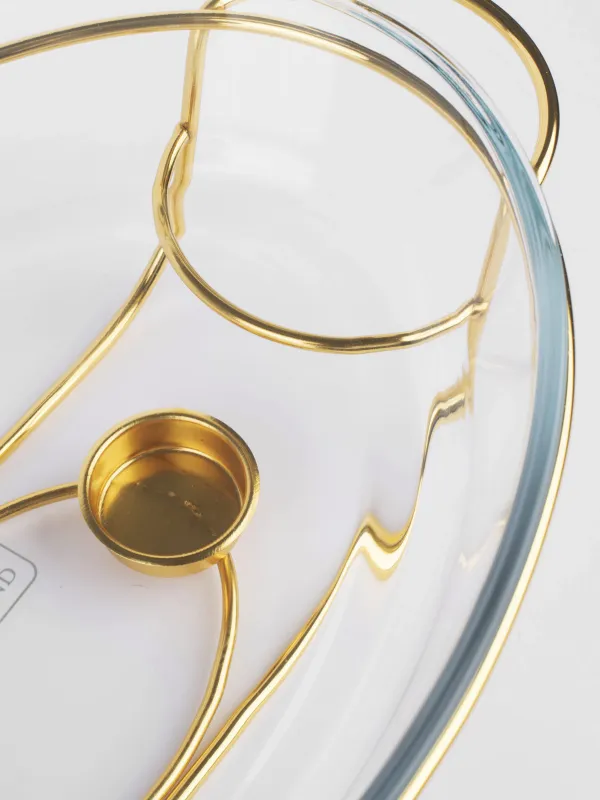 Chafing dish, 35x24 cm, glass T/steel, oval, golden, Classic gold, image-3