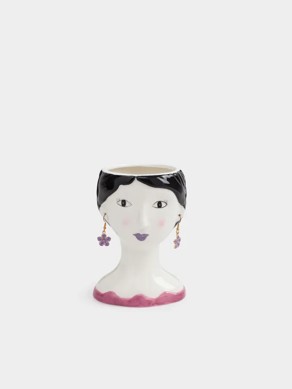 Cosmetic brush stand, 14 cm, ceramic, Girl with Earrings, Girls, image-0