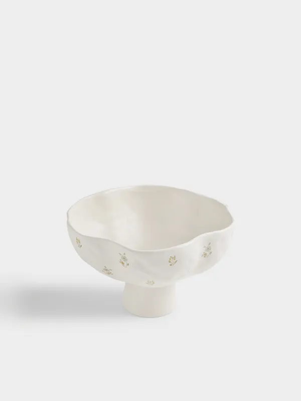 Fruit bowl, 24x15 cm, ceramic, milk, Vintage flowers, La flore, image-1