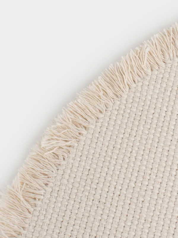 Placemat, 38 cm, with fringe, polyester / cotton, Round, beige, Fringe, image-2