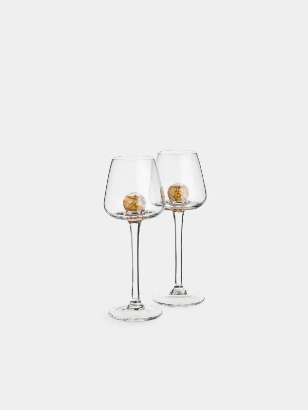 Drinking glass, 50 ml, 2 pcs, crystal glass, Amber ball, Sorento, image-1
