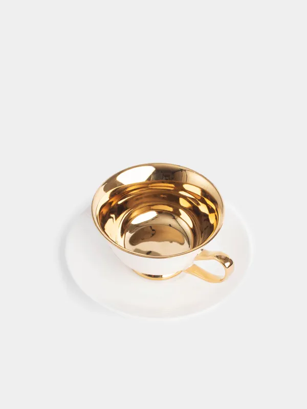 Tea pair, 220 ml, 1 person, 2 items, porcelain N, golden milk, Elegant gold, image-1