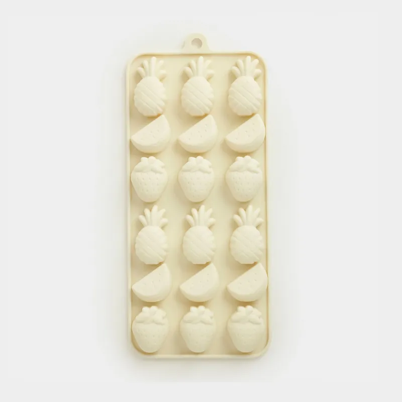 Ice and chocolate mold, 23x10 cm, 18 compartments, silicone, milky, Fruit, Bakery