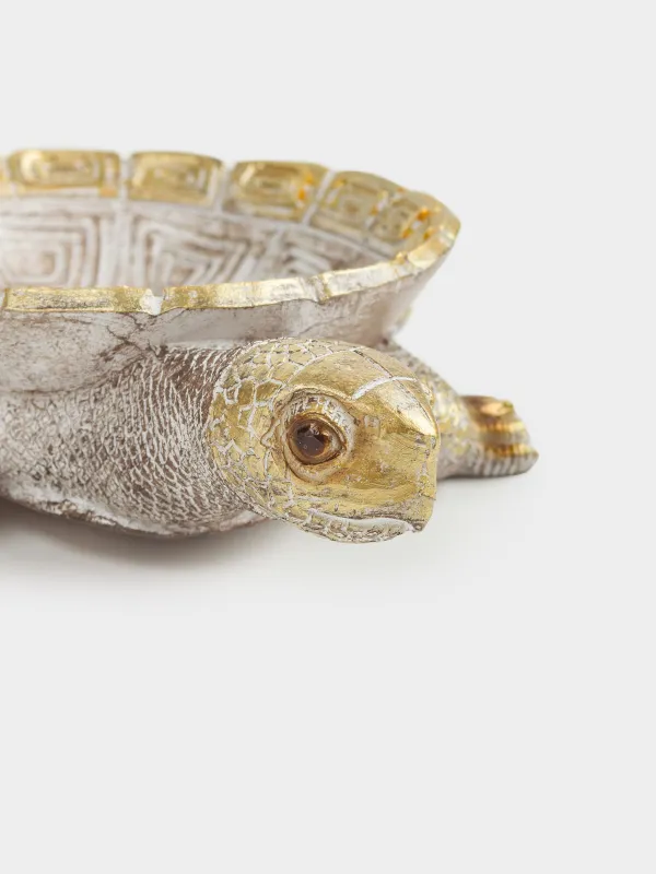 Decorative dish, 23x17x6 cm, polyresin, golden-silver, Turtle, Grand turtle, image-4