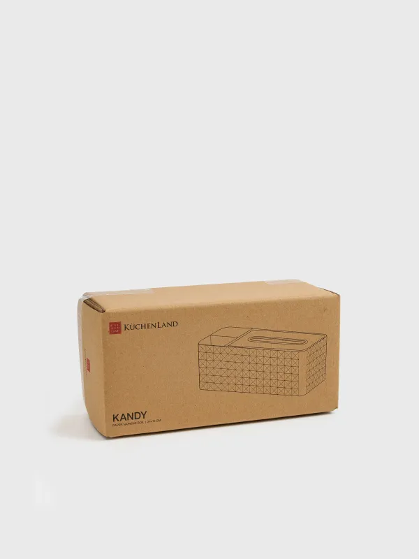 Paper napkin box, 24x12 cm, with organizer, with sitemsing, plastic / metal, Kandy, image-7