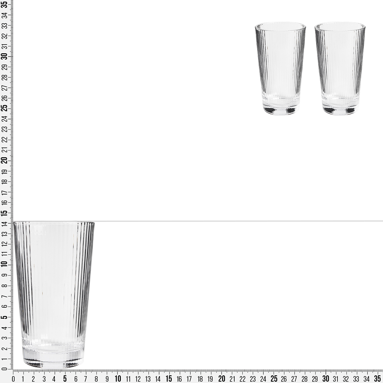 Glass, 14 cm, 400 ml, 2 pcs, glass R, Ribby
