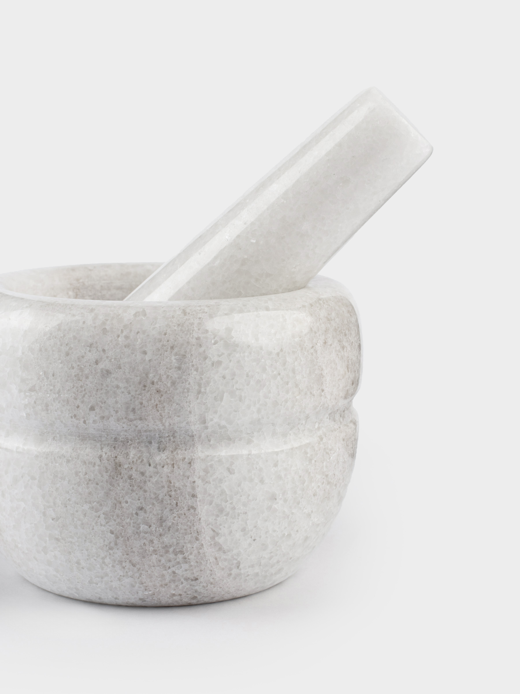 Spice mortar, 10 cm, with pestle, Marble, White, Stripe, Marble, image-3
