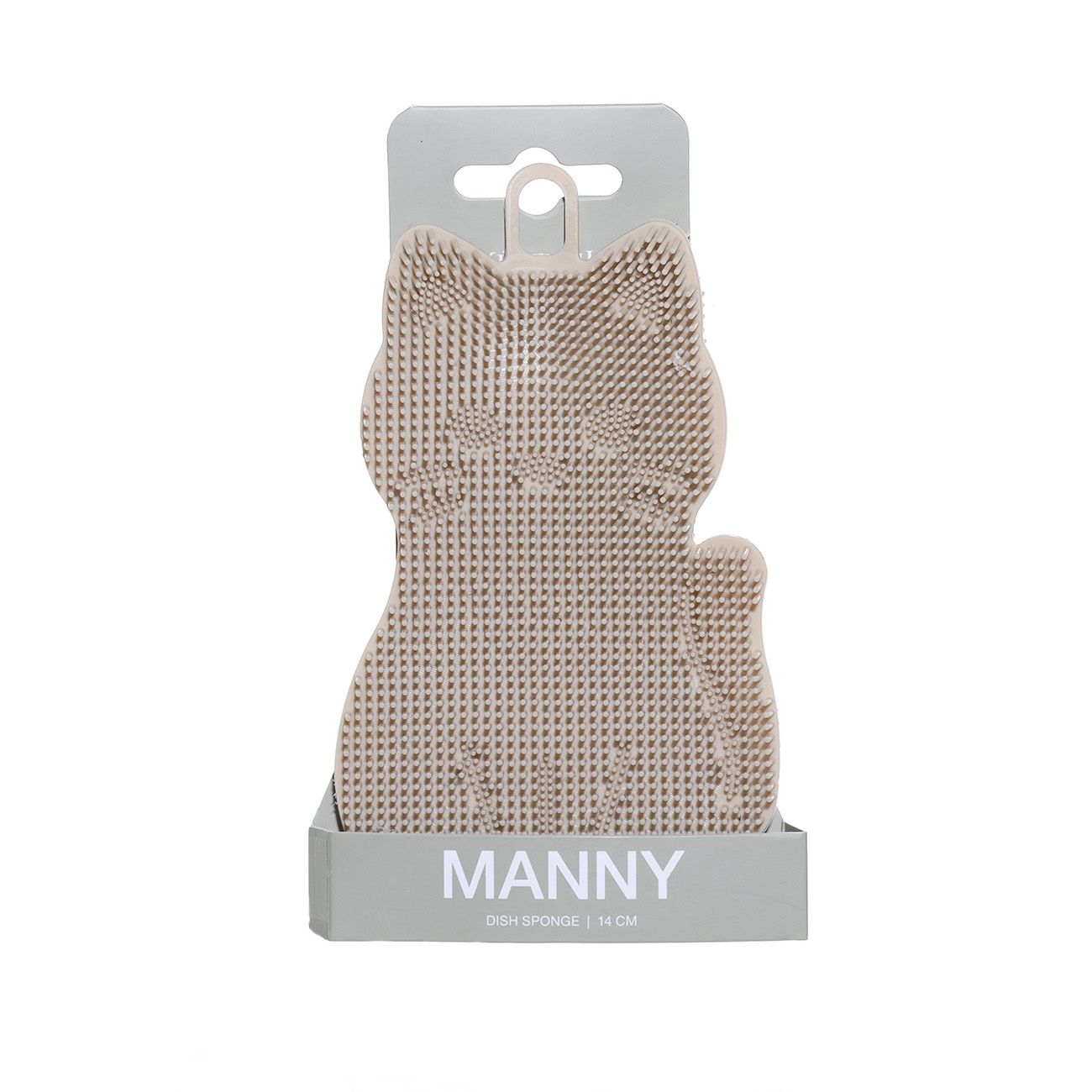 Dish washing sponge, 14 cm, Silicone, Beige, Cat, Manny
