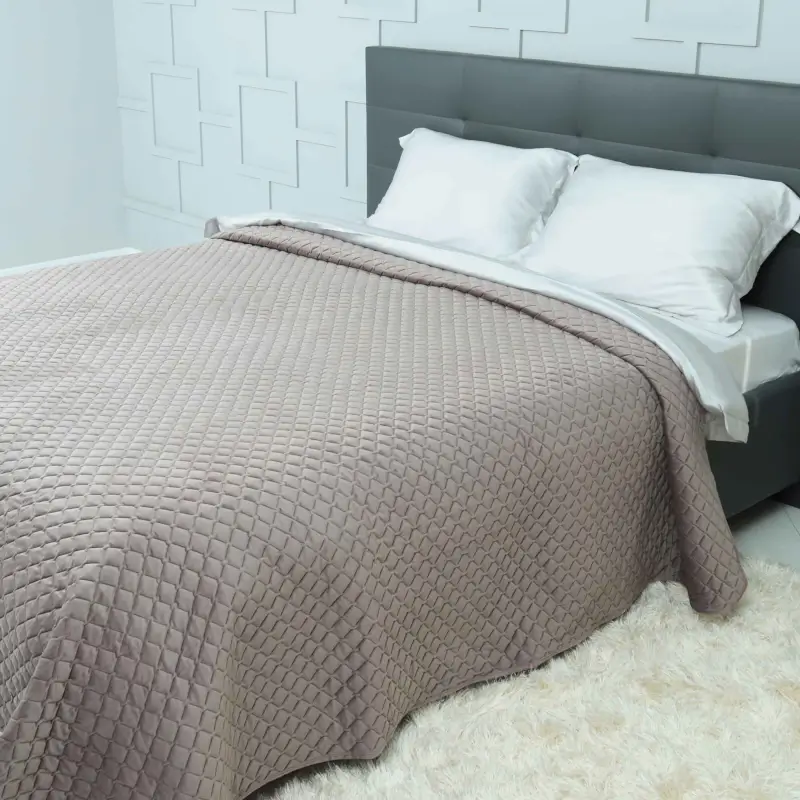 Bedspread, 220x240 cm, quilted, corduroy/microfiber, lilac, Stitch velvet