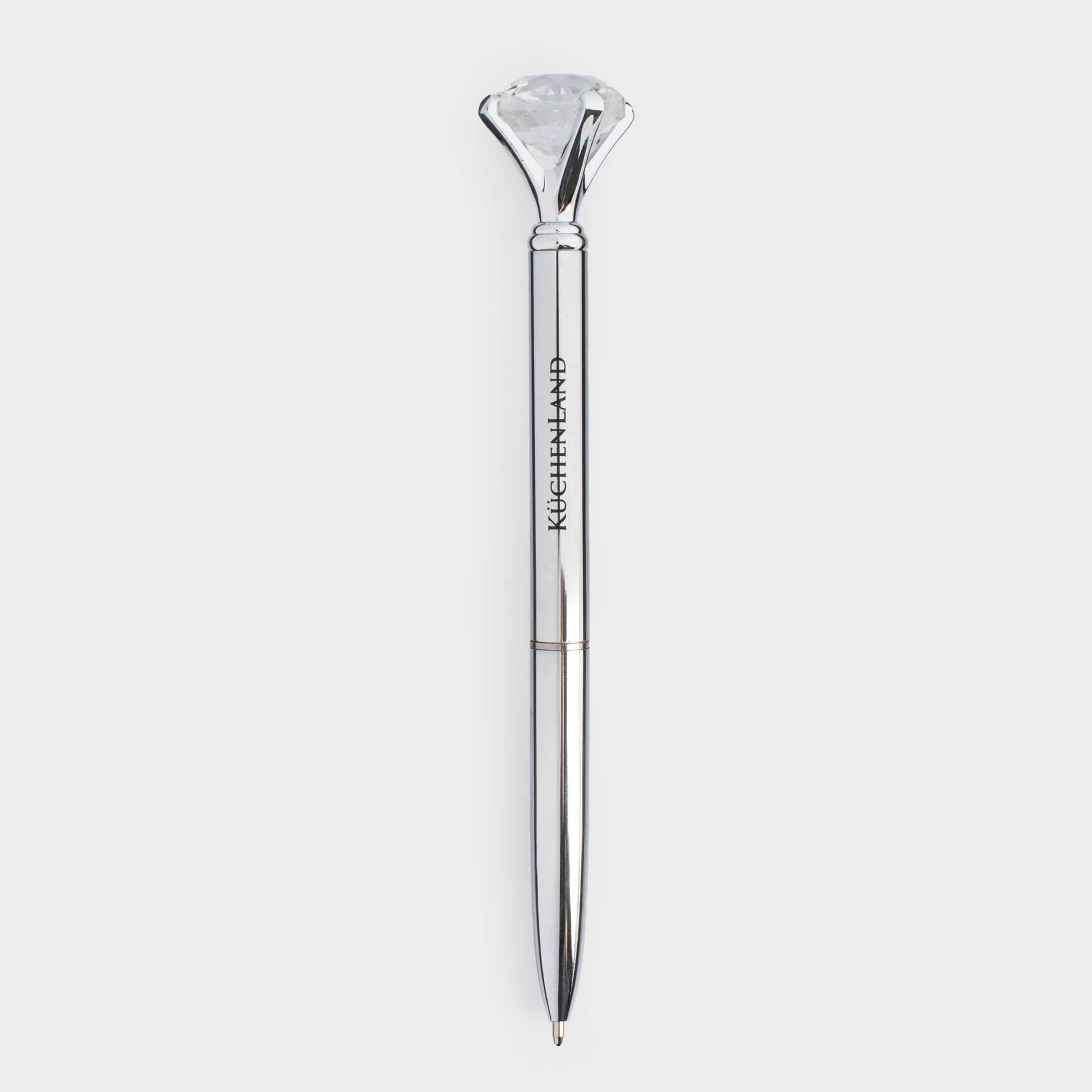 Ballpoint pen, 14 cm, with a figure, steel, silver, Crystal, Draw figure, image-0