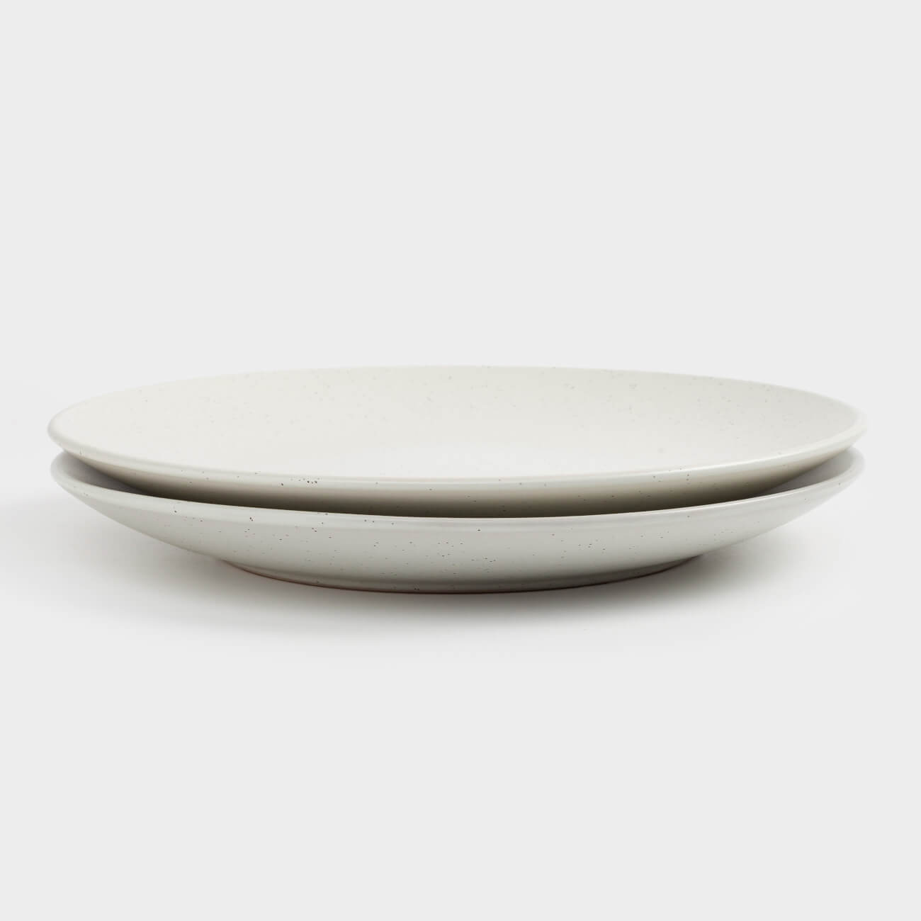 Snack plate, 21 cm, 2 pcs, ceramic, milk, speckled, Particle