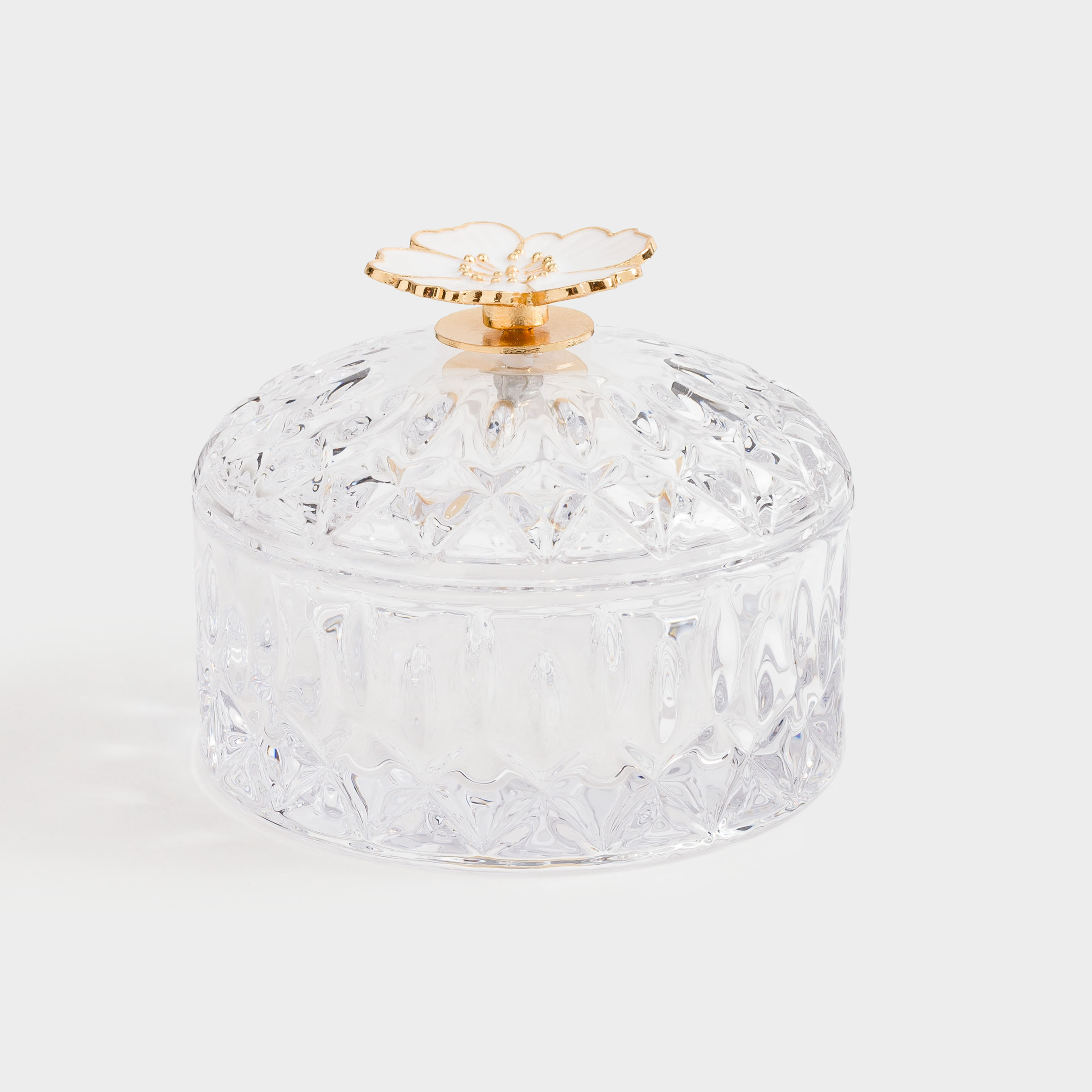 Storage container, 10x8 cm, ml, glass R / metal, Flower, Naiad, image-0