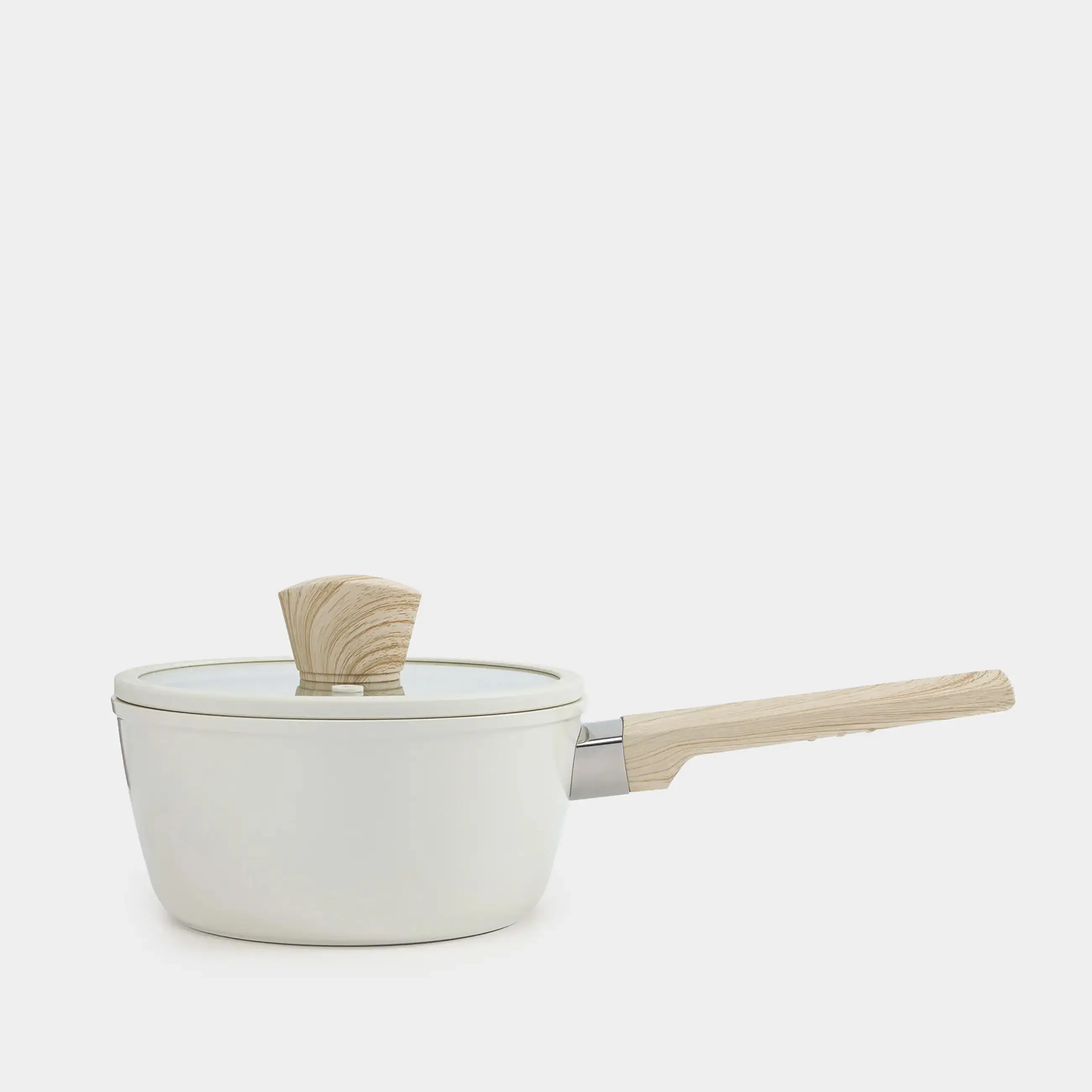 Saucepan, 16 cm, 1.3 l, with lid, coated, aluminum, milky, Sentimentality