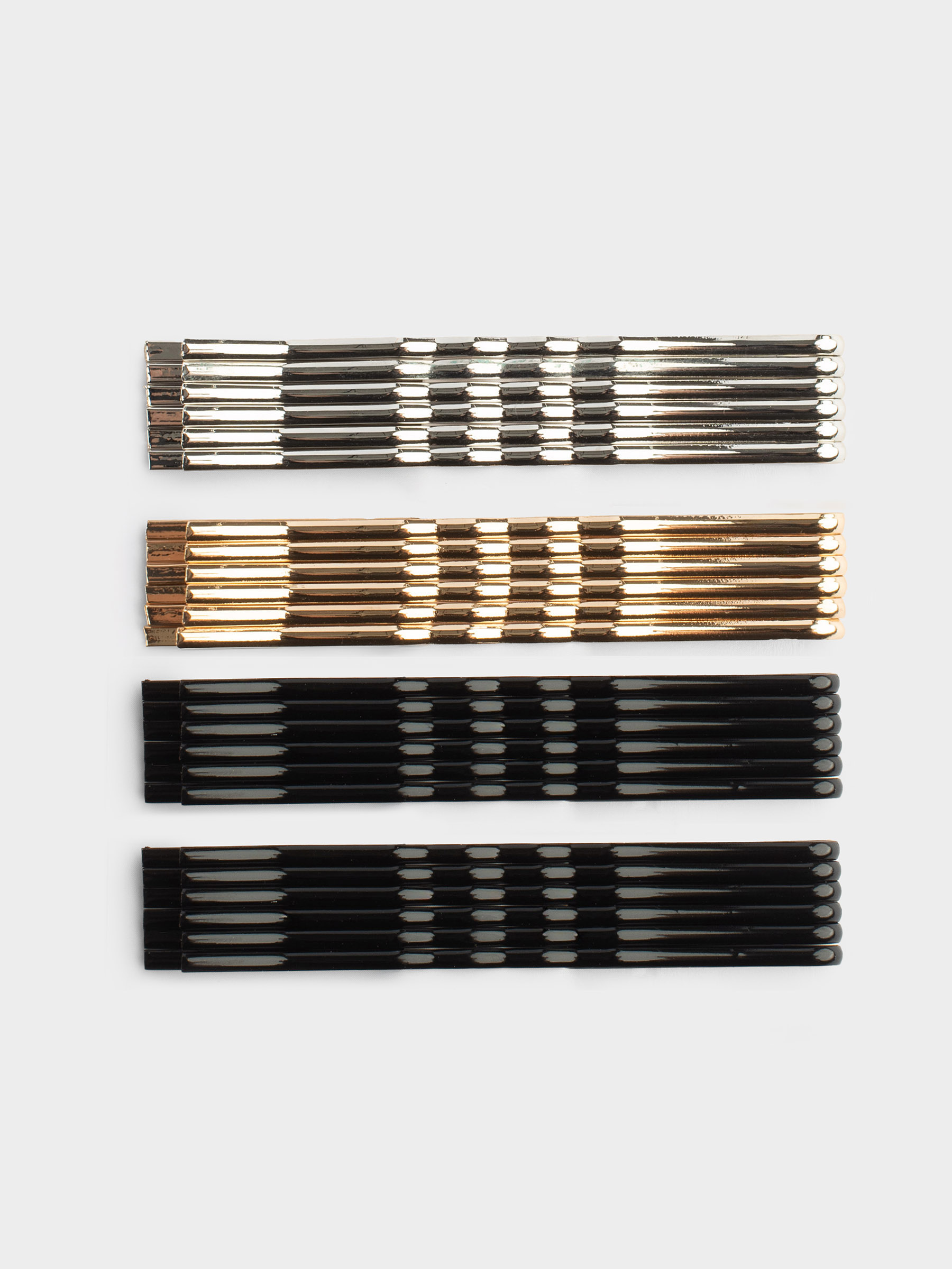 Hair clip, 6 cm, 24 pcs, metal, mixed metallic, Invisible, Basic, image-0