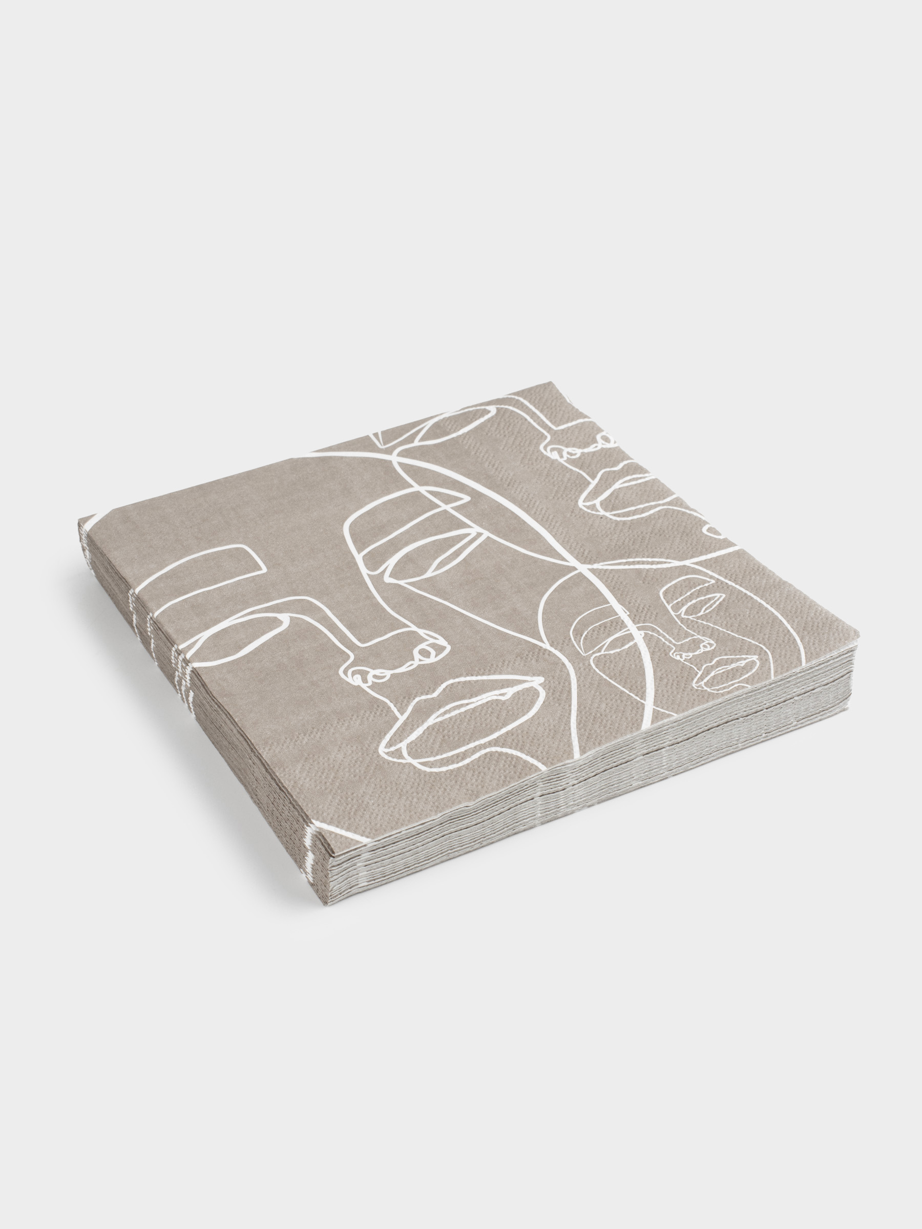 Paper napkins, 33x33 cm, 20 pcs, square, grey, Faces, Face, image-1