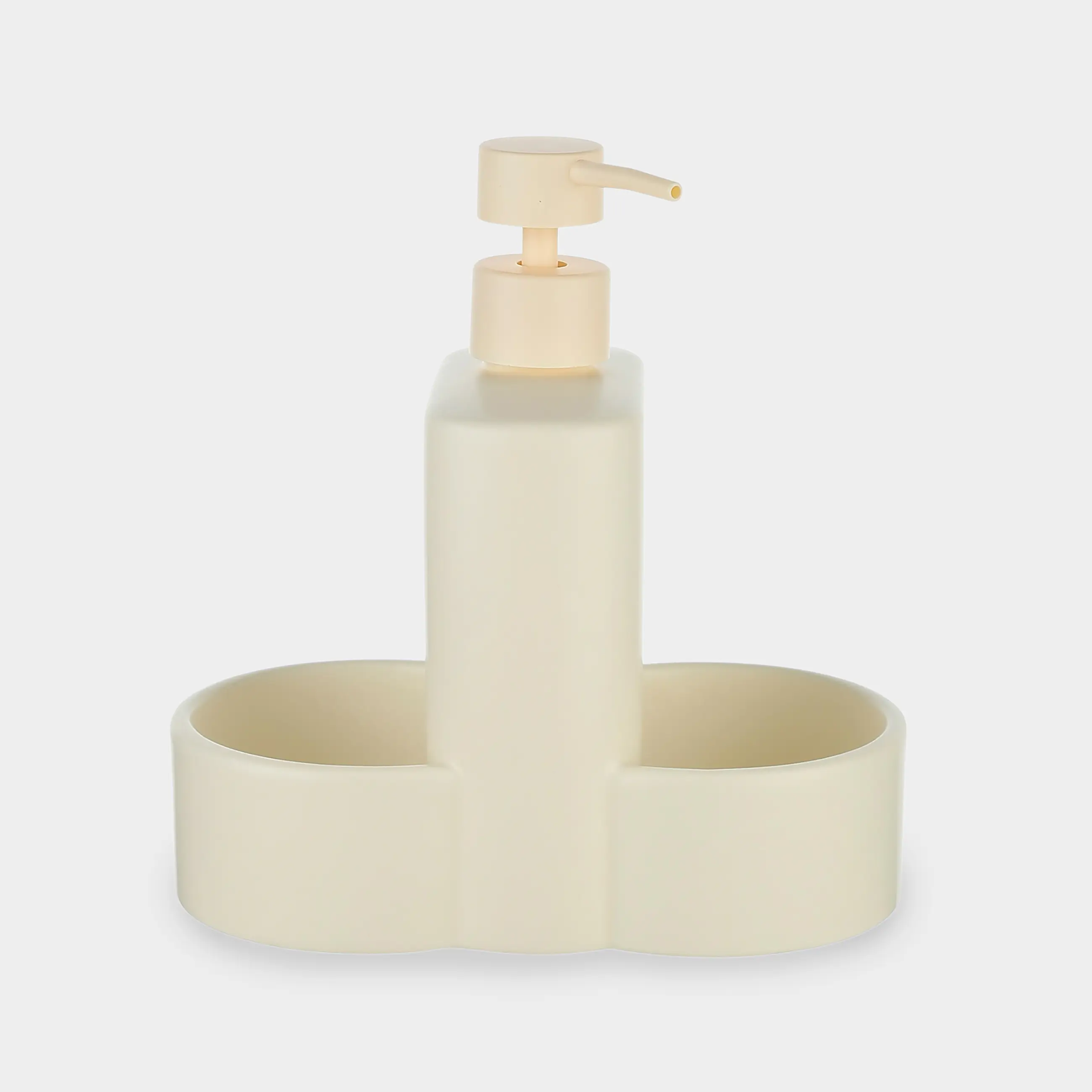 Detergent dispenser, 380 ml, organizer, 2 compartments, ceramic, milk