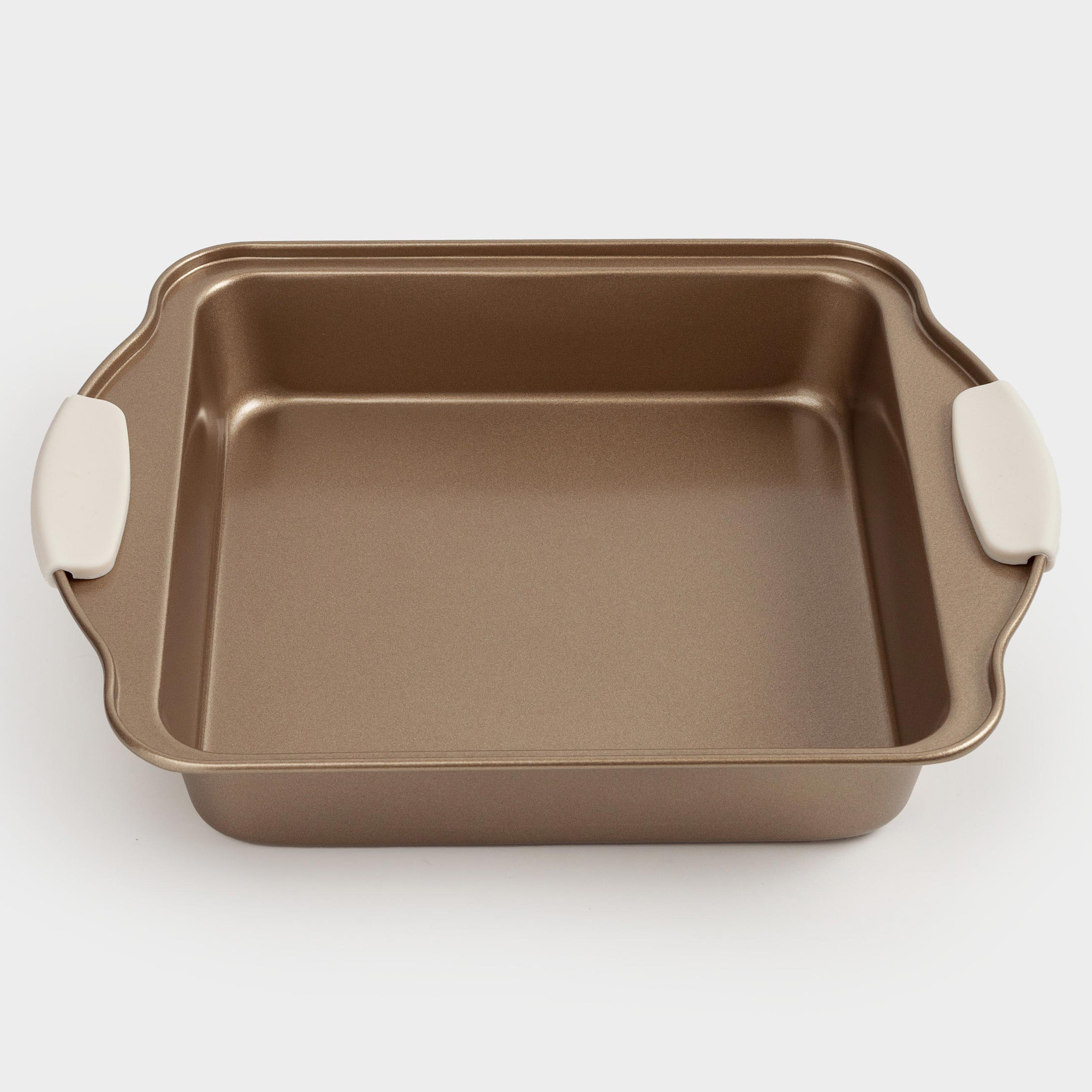 Baking dish, 28x22 cm, with handles, steel / silicone, square, copper, Resto 