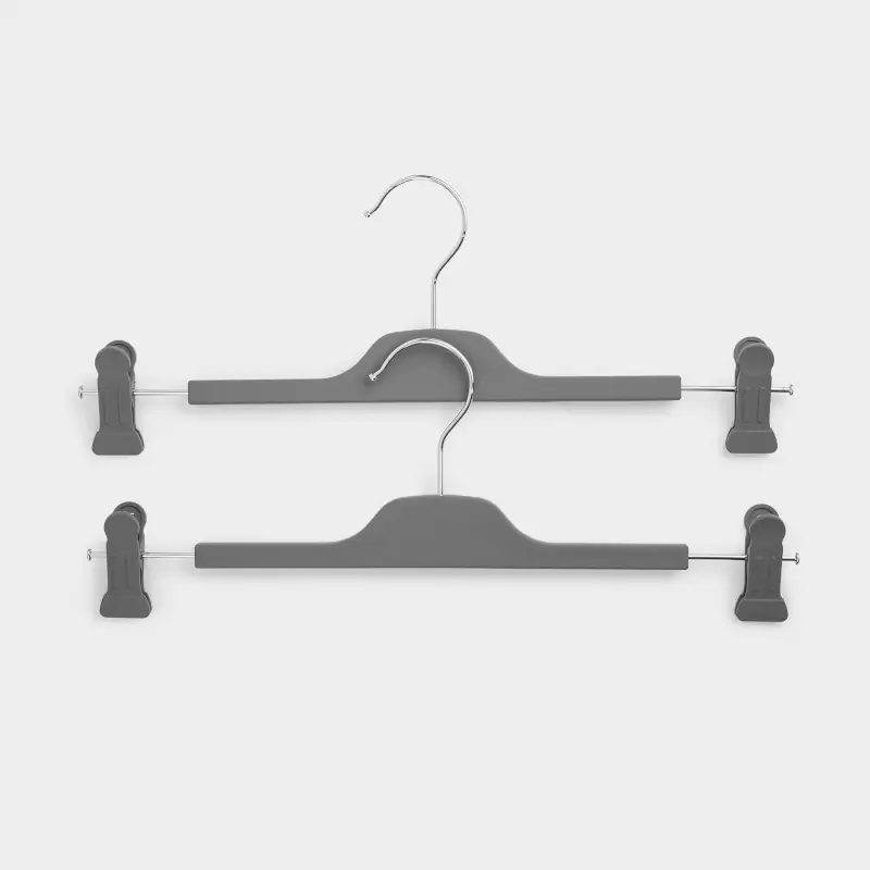 Pants/skirt hanger, 35 cm, 2 pcs, with clips, coated plastic, Grey, Fun house ,image-0