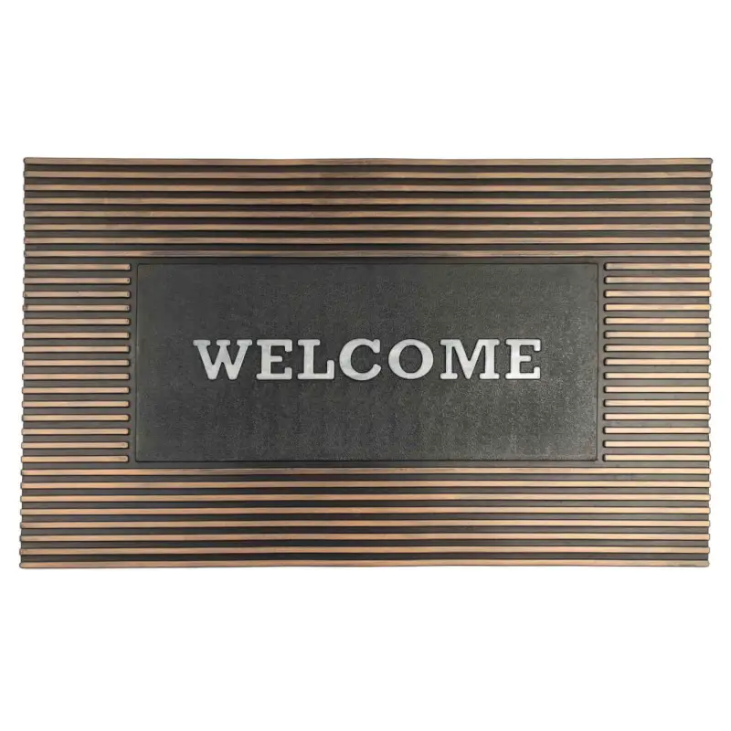 Door mat, 45x75 cm, rubber, bronze-black, Stripes, homewear deco