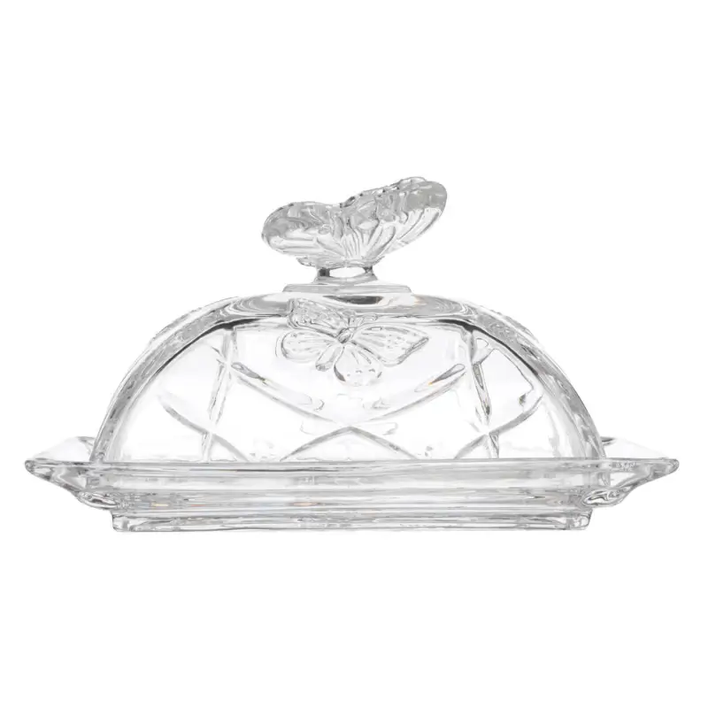 Butter dish, 18x12 cm, glass, rectangular, Butterfly, Butterfly