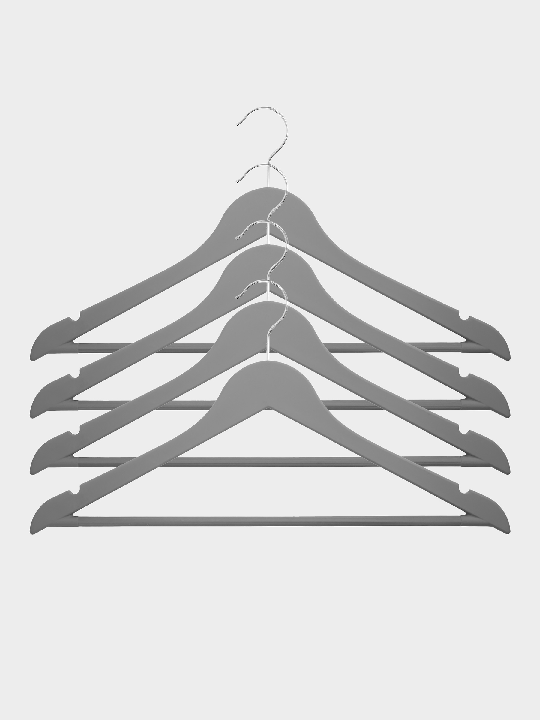 Hanger, 44 cm, 4 pcs, plastic coated, gray, Fun house 