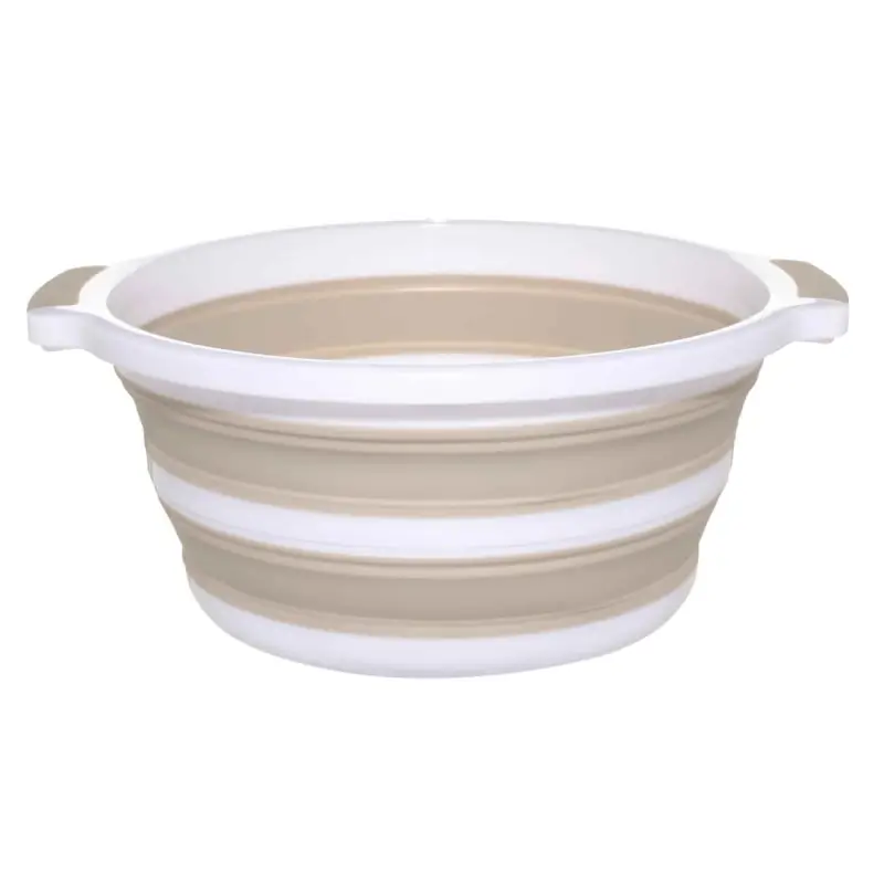Foldable basin, 10 l, plastic / rubber, gray-beige, Foldaway