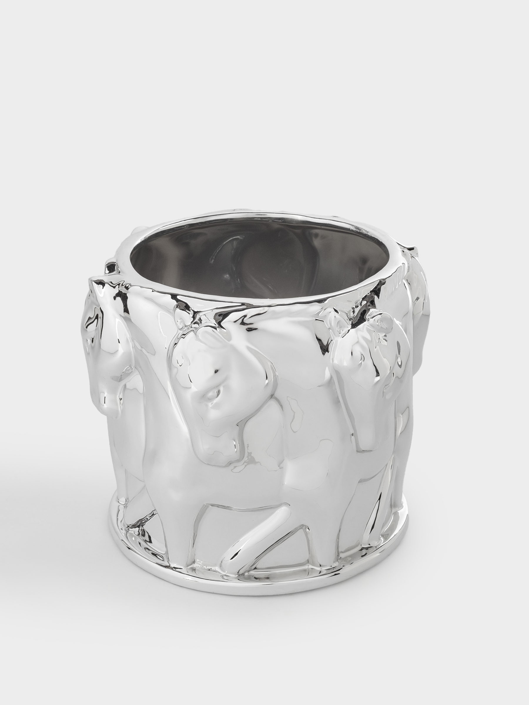 Planter, 13x14 cm, porcelain P, silver, Horses, Horse silver, image-1