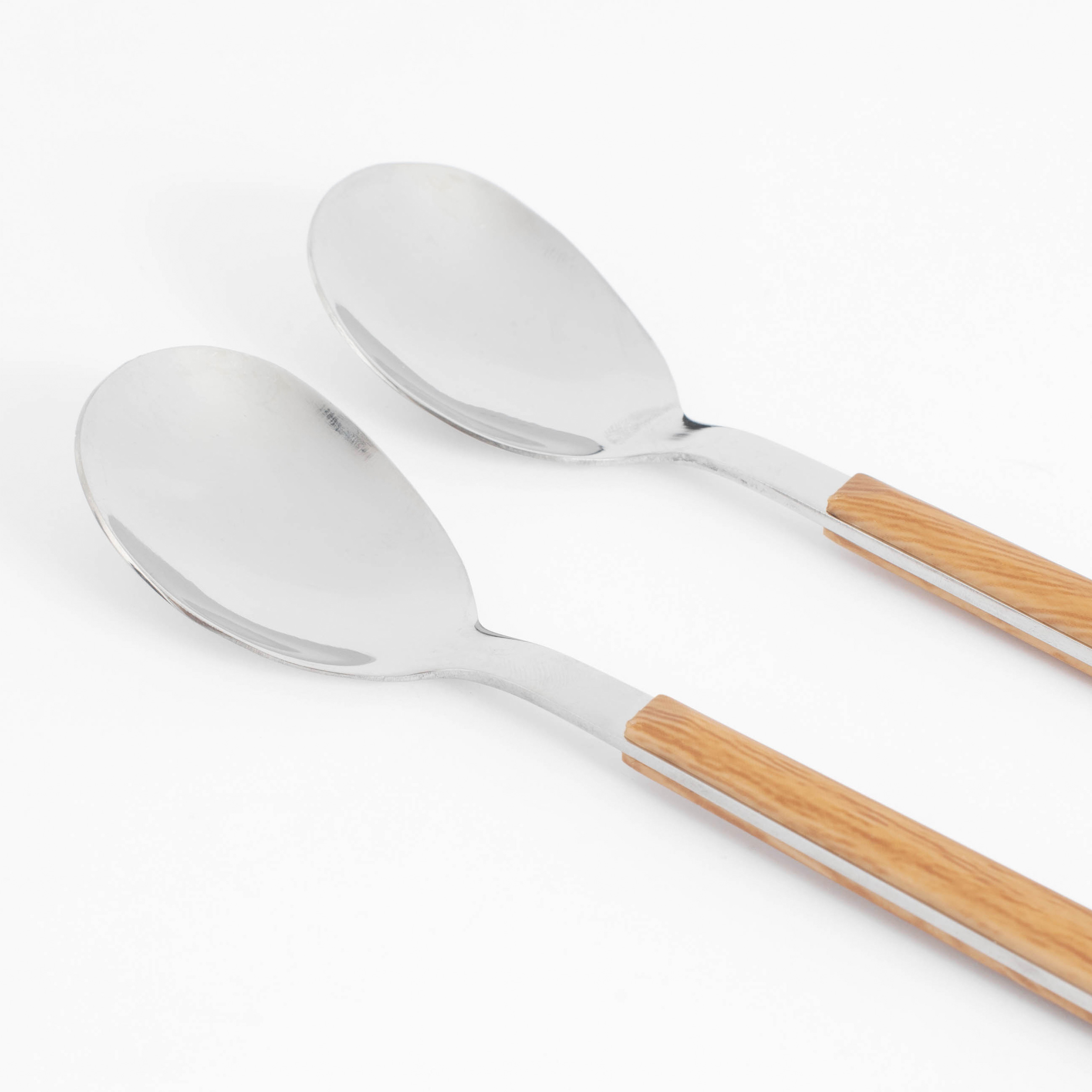 Table spoon, 2 pcs, steel/plastic, brown, Prague, image-1