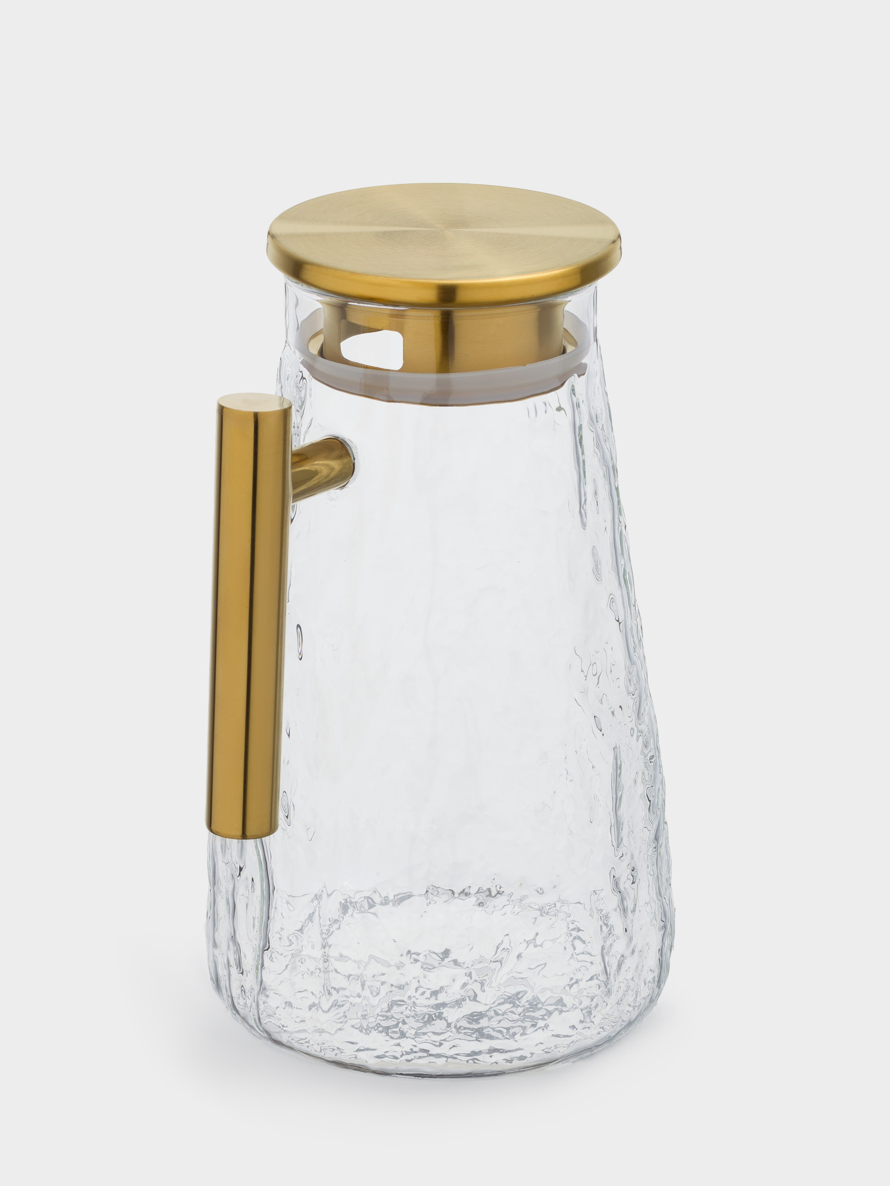 Jug, 1.8 l, with lid, glass / metal, golden, Glacial gold, image-1