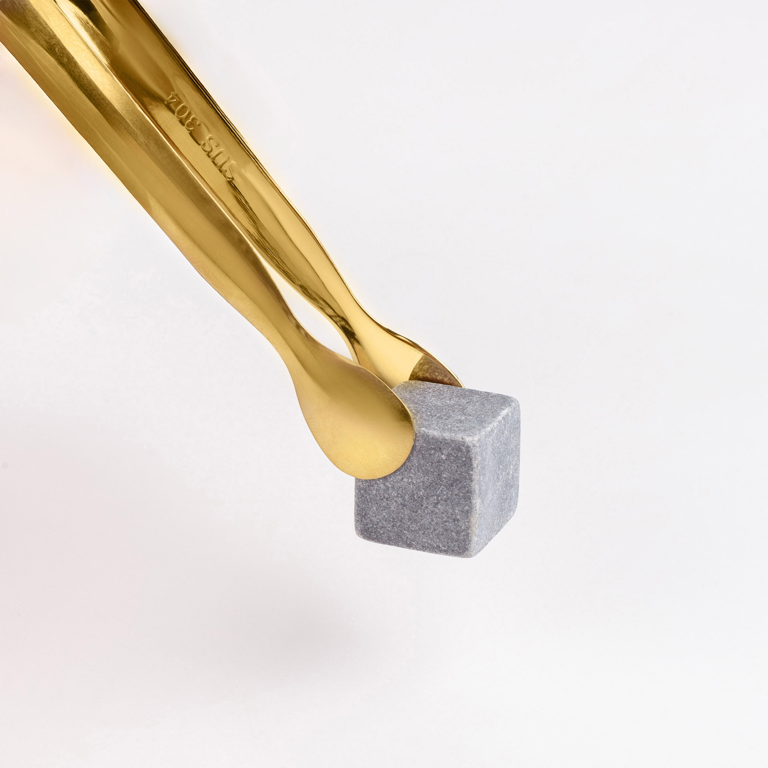 Set of cubes for cooling drinks, 12 pr, with tongs, in a box, marble / steel, Marble