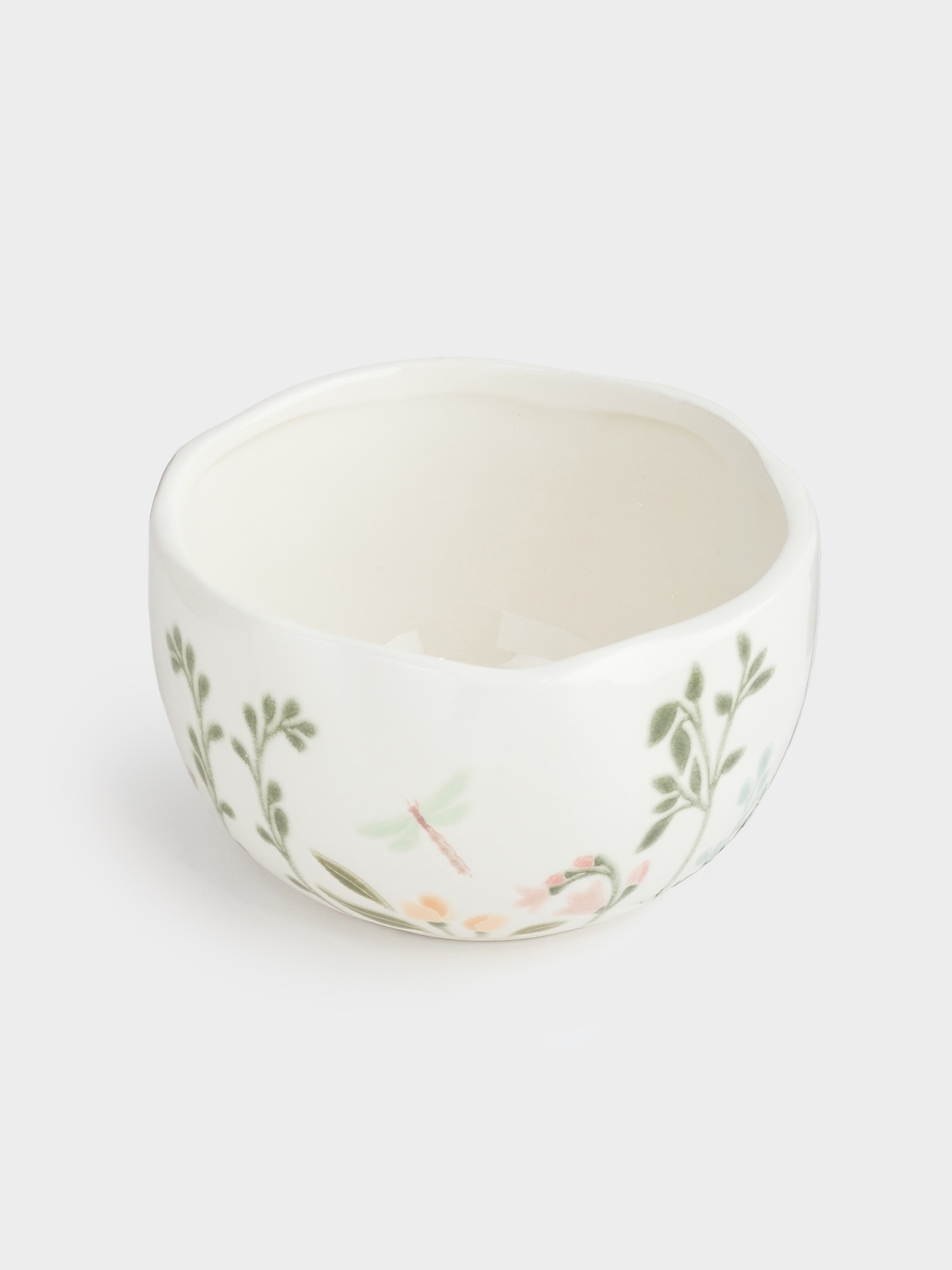 Bowl, 14x8 cm, ceramic, milky, speckled, wildflowers, Meadow speckled, image-1