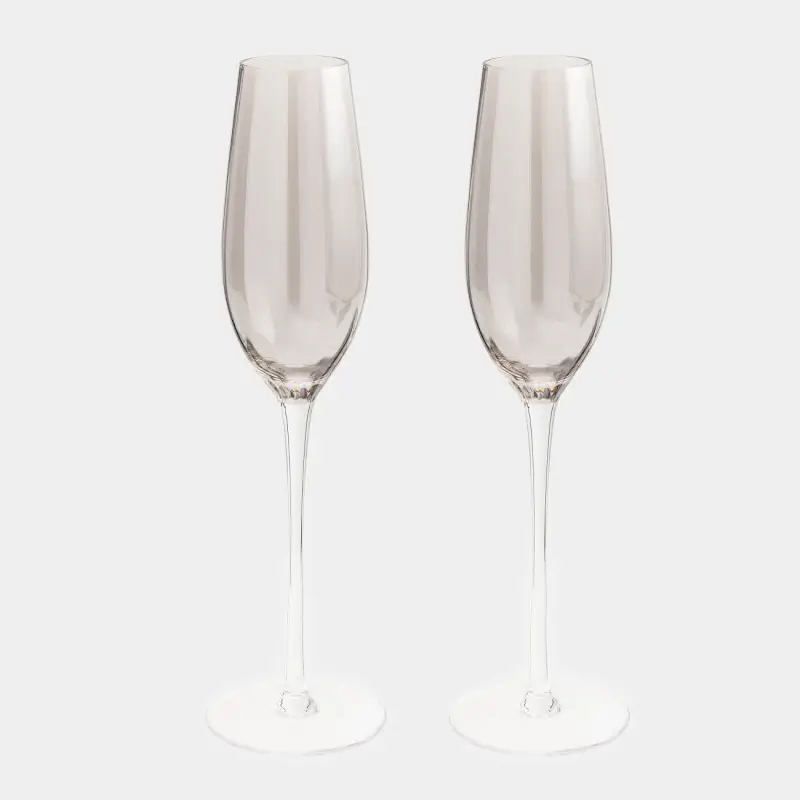 Champagne glass, 210 ml, 2 pcs, glass, grey, Filo R color