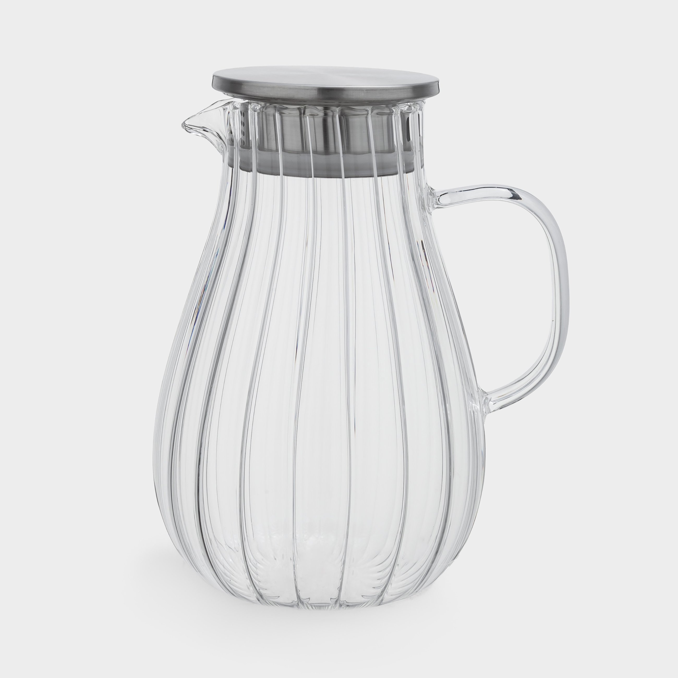 Jug, 1,8 l, with filter cap, used glass / steel, Camellia, image-0