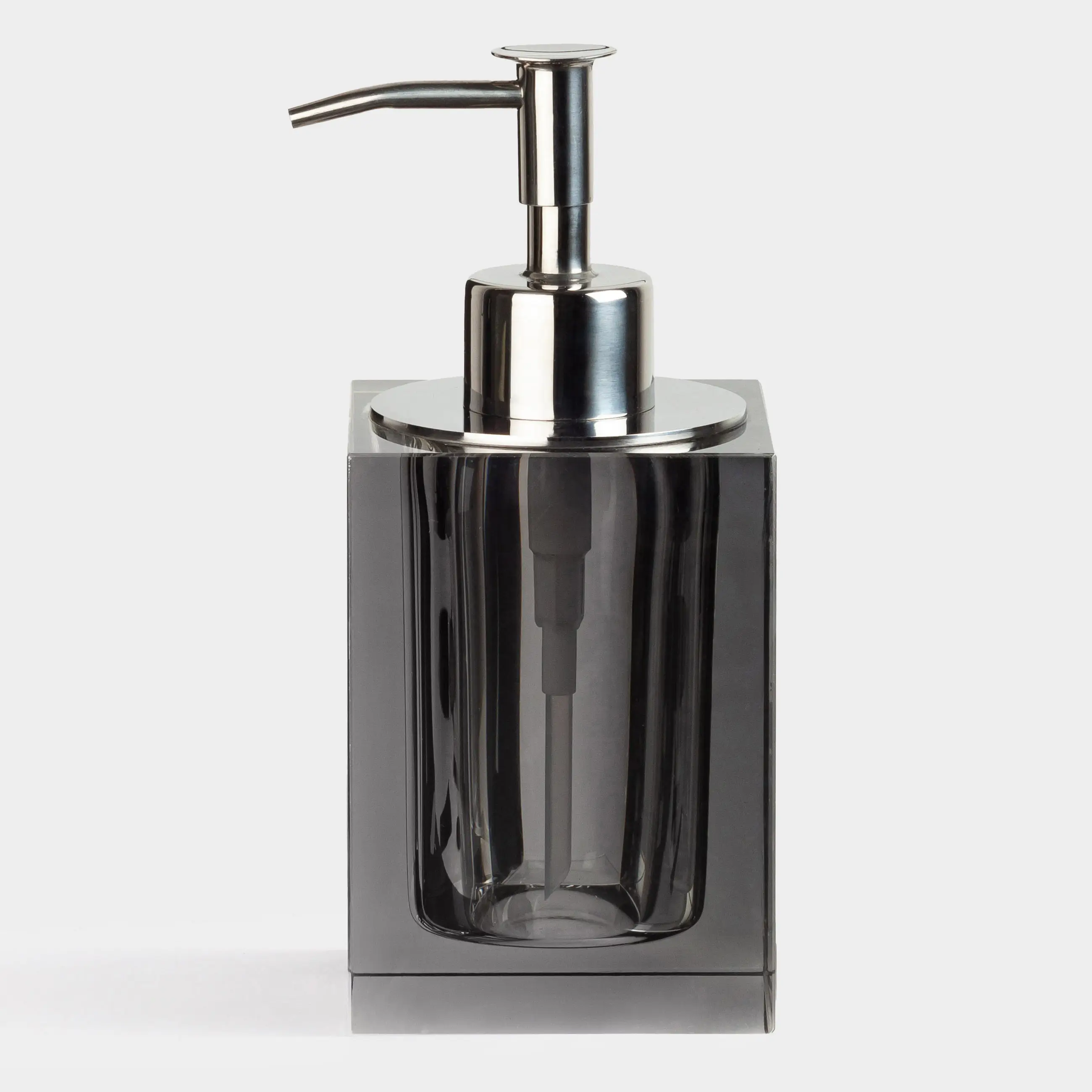 Liquid soap dispenser, 200 ml, glass / steel, grey, Cube color, image-0